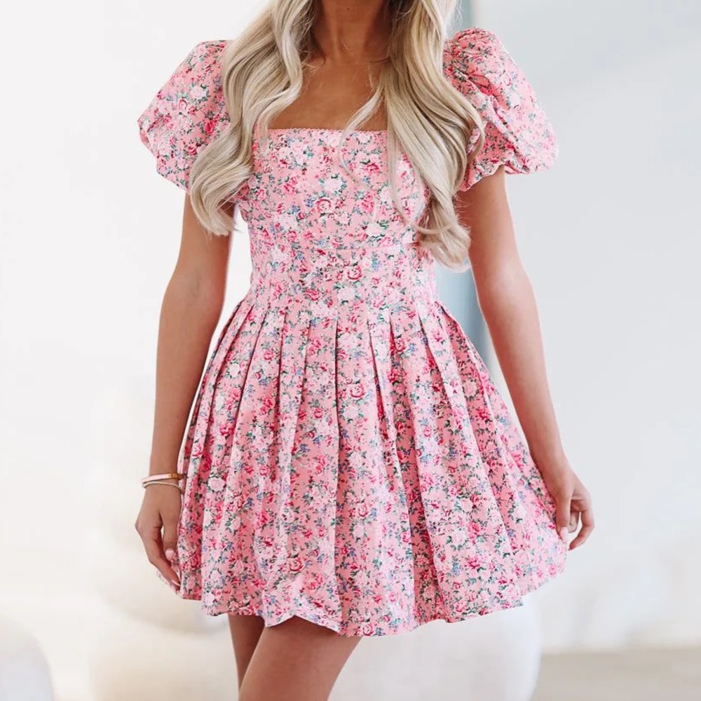 Rosey Posey Floral Mini Dress - Pink
